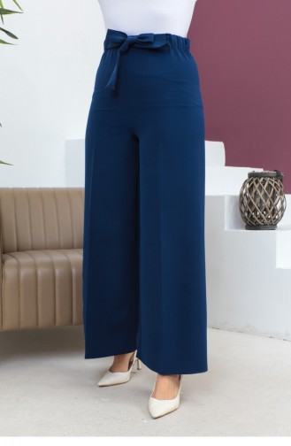 Taillengebundene Hose Mit Weitem Bein Indigo 0658GLN.ING