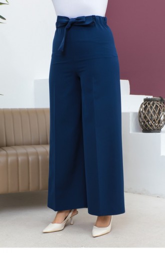 Taillengebundene Hose Mit Weitem Bein Indigo 0658GLN.ING