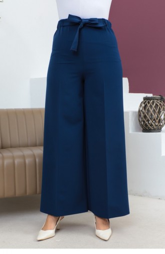 Taillengebundene Hose Mit Weitem Bein Indigo 0658GLN.ING