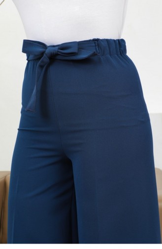 Taillengebundene Hose Mit Weitem Bein Indigo 0658GLN.ING