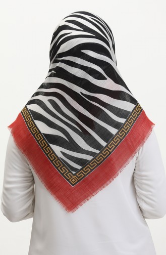 Zebra Patterned Scarf 13235-05 Brick Red Cream 13235-05