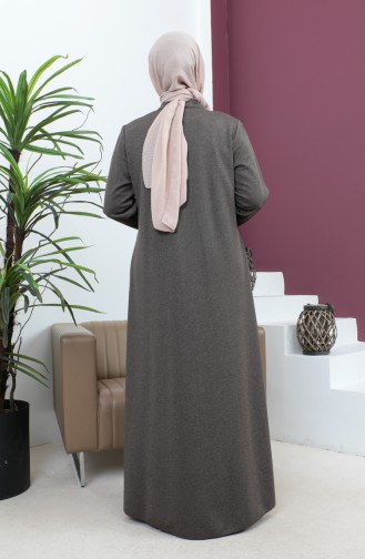 Plus Size Satin Fabric Embroidered Abaya 4258-02 Mink 4258-02