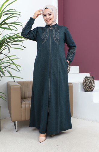 Plus Size Atlas Fabric Embroidered Abaya 4258-03 Oil 4258-03