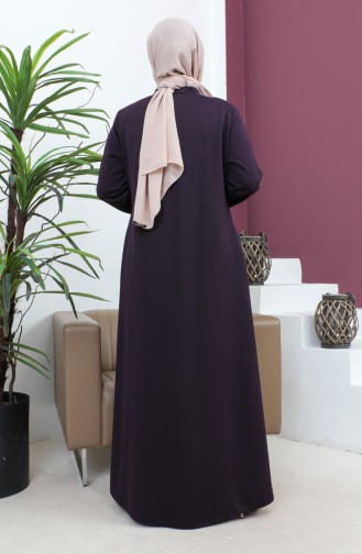 Plus Size Satin Fabric Embroidered Abaya  4258-05 Purple 4258-05