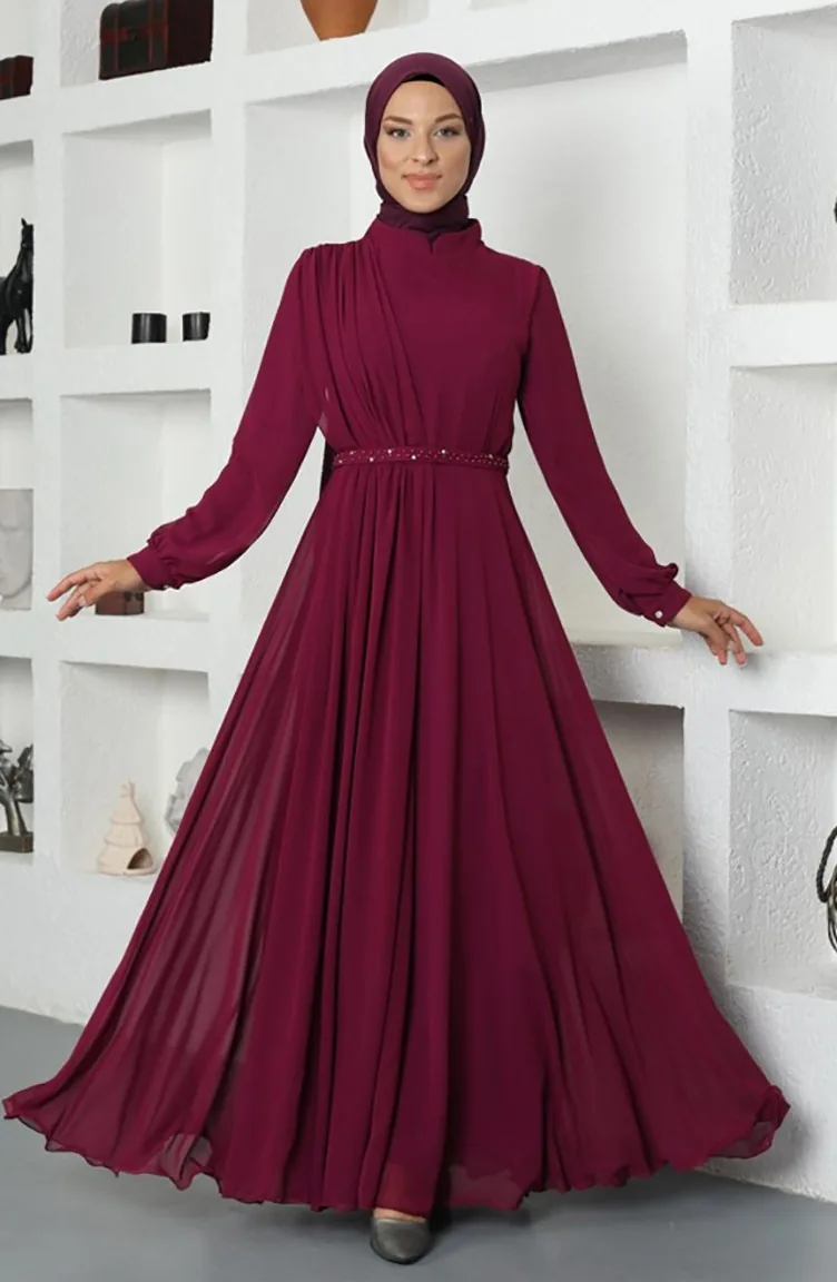 Amine Hüma Ahsen Robe De Soirée Fuchsia 2750