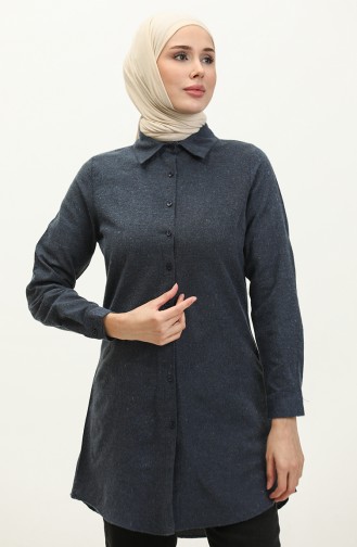 Düğmeli Tunik 5105-02 İndigo