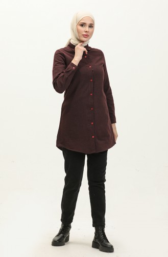 Düğmeli Tunik 5105-03 Bordo