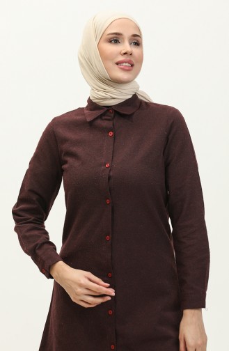 Düğmeli Tunik 5105-03 Bordo