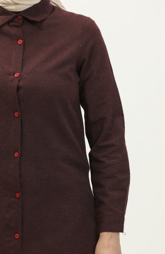 Düğmeli Tunik 5105-03 Bordo