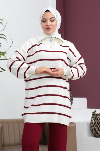 Ensemble Tricot A Rayure 0065A-01 Rouge Claret 0065A-01