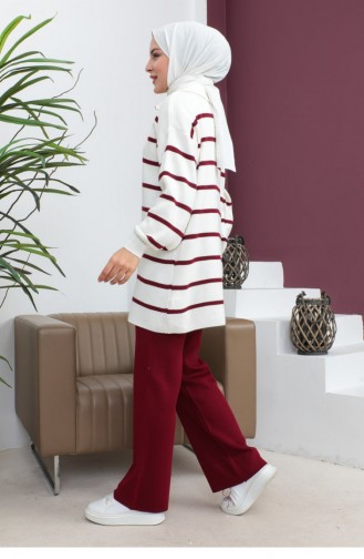Ensemble Tricot A Rayure 0065A-01 Rouge Claret 0065A-01
