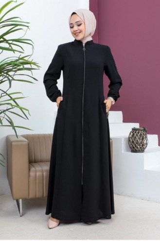 Geborduurd Abaya Zwart 6119SMR.SYH