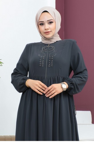 عباية مطرزة باللون الرمادي 6129SMR.GRI