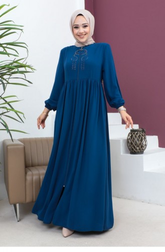 عباية مطرزة بالخرز النيلي 6129SMR.ING