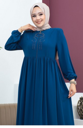 عباية مطرزة بالخرز النيلي 6129SMR.ING