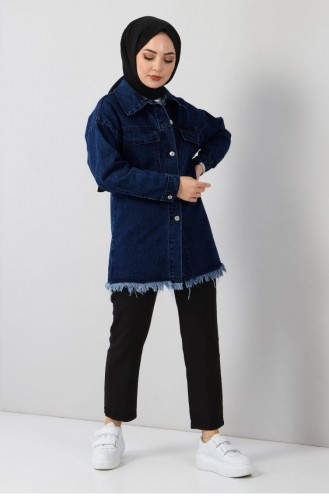 Jeansjacke Mit Quasten-Detail Marineblau 6011 15004