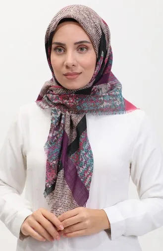 إيشارب منقوش 13232-02 بنفسجي أخضر 13232-02
