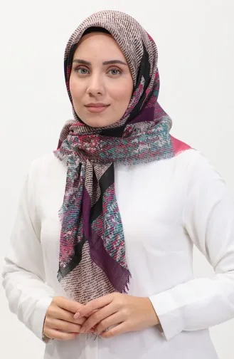 إيشارب منقوش 13232-02 بنفسجي أخضر 13232-02