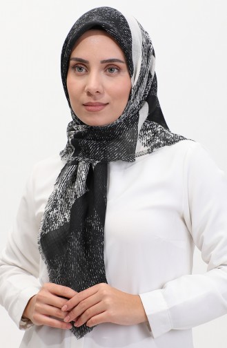 Patterned Scarf 13232-03 Black Ecru 13232-03