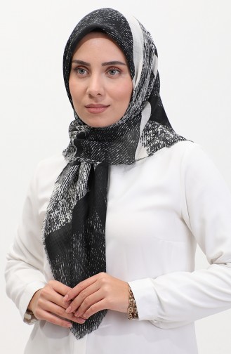 Patterned Scarf 13232-03 Black Ecru 13232-03