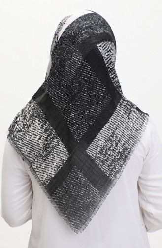 Patterned Scarf 13232-03 Black Ecru 13232-03