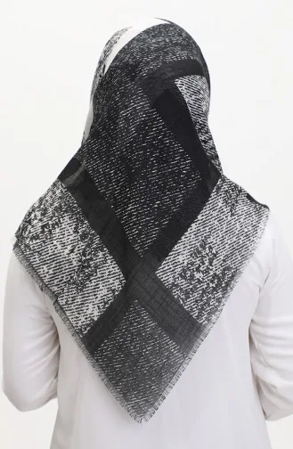 Gemusterter Flammenschal 13232-03 Schwarz Ecru 13232-03
