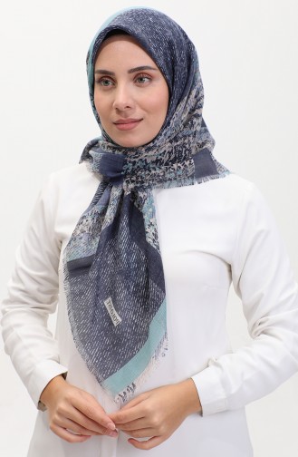 Patterned Scarf 13232-04 Rose Green Navy Blue 13232-04