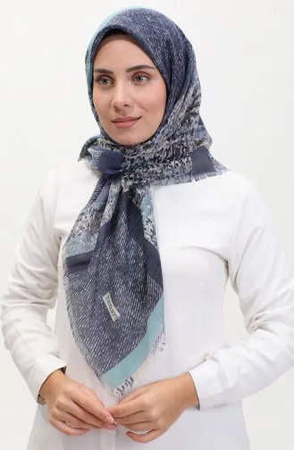 Patterned Scarf 13232-04 Rose Green Navy Blue 13232-04