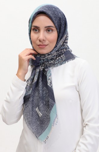 Patterned Scarf 13232-04 Rose Green Navy Blue 13232-04