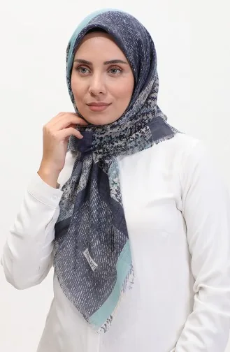 Patterned Scarf 13232-04 Rose Green Navy Blue 13232-04