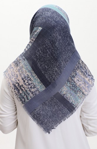 Patterned Scarf 13232-04 Rose Green Navy Blue 13232-04