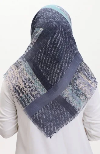 Patterned Scarf 13232-04 Rose Green Navy Blue 13232-04