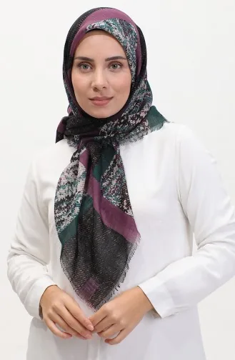 Patterned Scarf 13232-05 Purple Khaki 13232-05