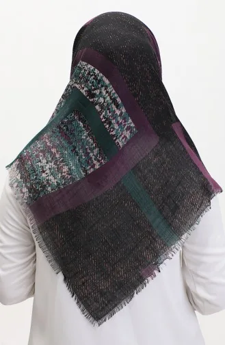 Patterned Scarf 13232-05 Purple Khaki 13232-05