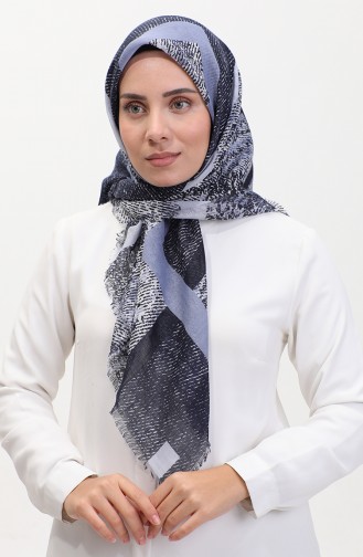 Patterned Scarf 13232-10 Navy Blue 13232-10