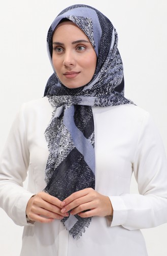 Patterned Scarf 13232-10 Navy Blue 13232-10