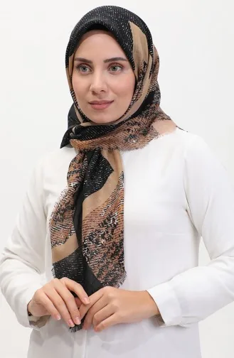 Patterned Flame Scarf 13232-11 Mustard Black 13232-11