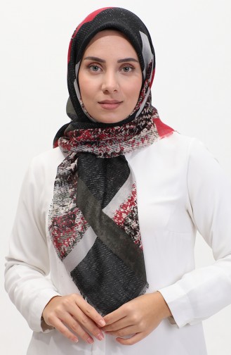 إيشارب منقوش 13232-13 أسود أحمر 13232-13