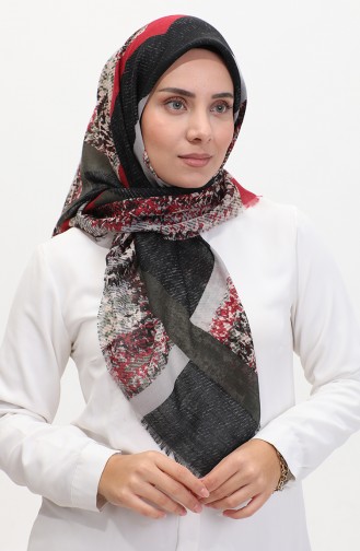 إيشارب منقوش 13232-13 أسود أحمر 13232-13