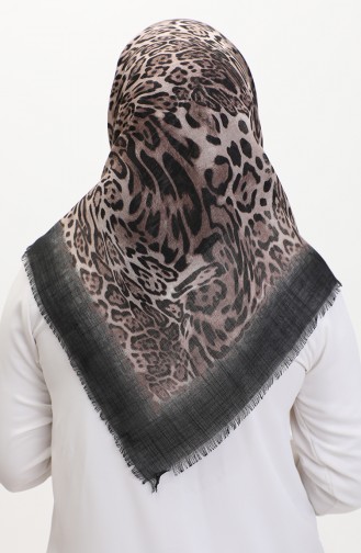 Sjaal Met Luipaardpatroon 13233-02 Mink Zwart 13233-02