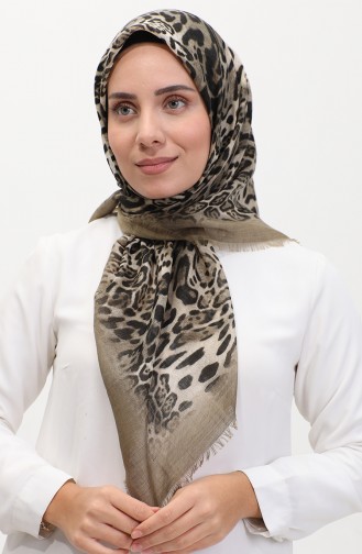 Leopard Pattern Scarf 13233-07 Light Khaki Green Black 13233-07