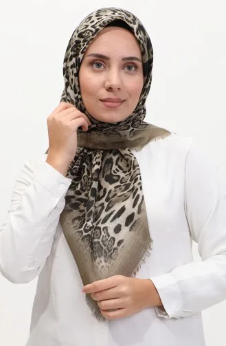 Schal Mit Leopardenmuster 13233-07 Hellkhaki Grün Schwarz 13233-07