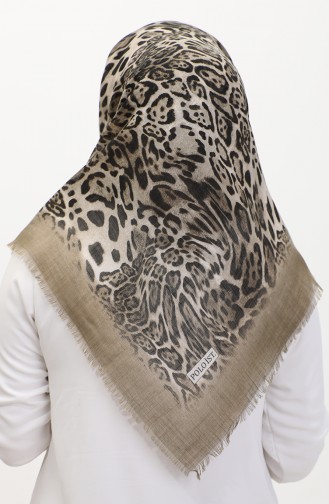 Leopard Pattern Scarf 13233-07 Light Khaki Green Black 13233-07