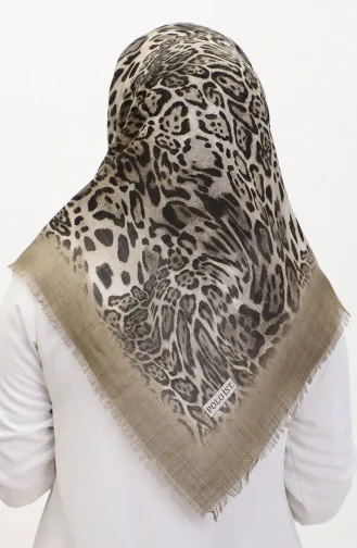 Schal Mit Leopardenmuster 13233-07 Hellkhaki Grün Schwarz 13233-07