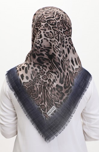 Sjaal Met Luipaardpatroon 13233-08 Mink Marineblauw 13233-08