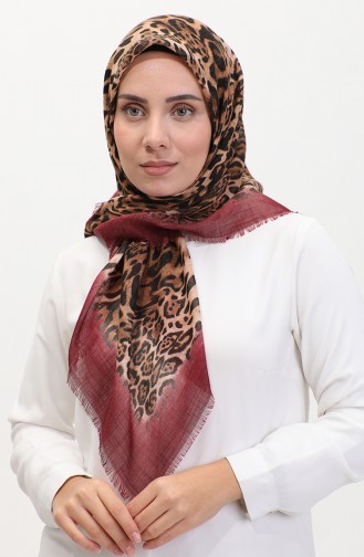 Leopard Pattern Scarf 13233-10 Brown Cherry 13233-10