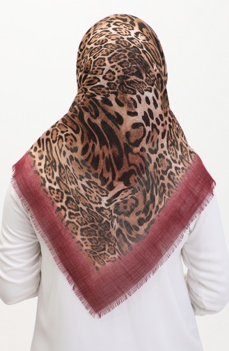 Leopard Pattern Scarf 13233-10 Brown Cherry 13233-10