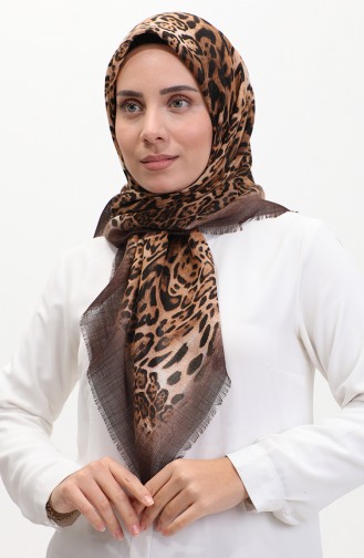 Schal Mit Leopardenmuster 13233-14 Dunkelbraunes Nerzbraun 13233-14