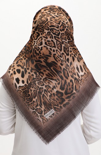 Schal Mit Leopardenmuster 13233-14 Dunkelbraunes Nerzbraun 13233-14