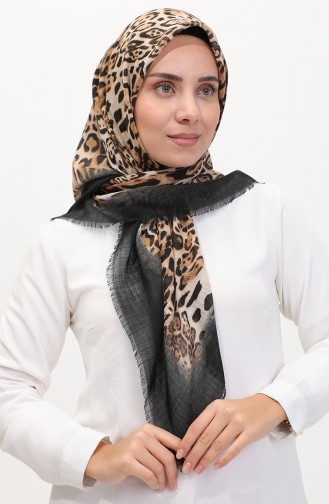 Leopard Patterned Scarf 13233-20 Beige Black 13233-20